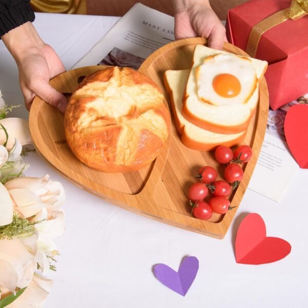 AWIZOM Valentine's Day Cutting Board Heart Shape Charcuterie Board with Hole Decorative Bamboo Chopping Board Wooden Serving Board Tray for Mother's Day Wedding Housewarming Present,14.17x12.4x0.59 - Image 4