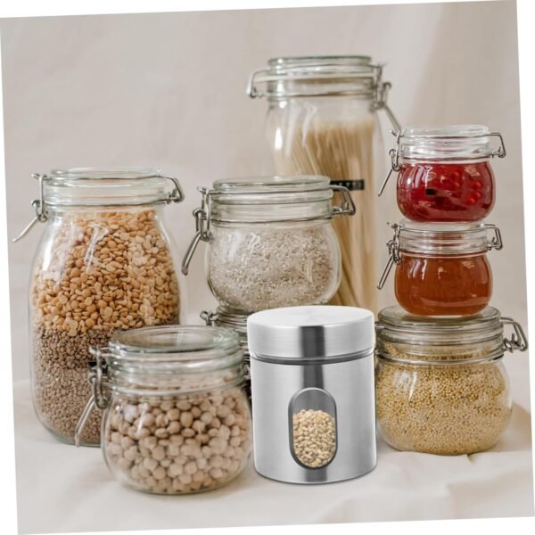 MAGICLULU 2 Pcs Stainless Steel Storage Tank Tea Canister Window Spice Jar Coffee Bean Jar Airtight Coffee Container Food Containers Storage Container Food Sugar Jar Bottle Tins Silver Glass - Image 9