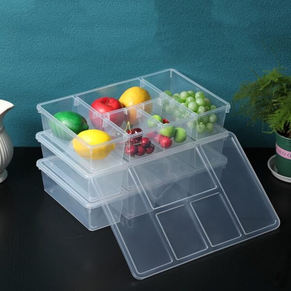 Clearnance Divided Tray with Lid Sealed Fruit Snack Serving Platter Vegetable Storage with 5 Beeswax Reusable Food Wraps (Clear, One Size) - Image 5