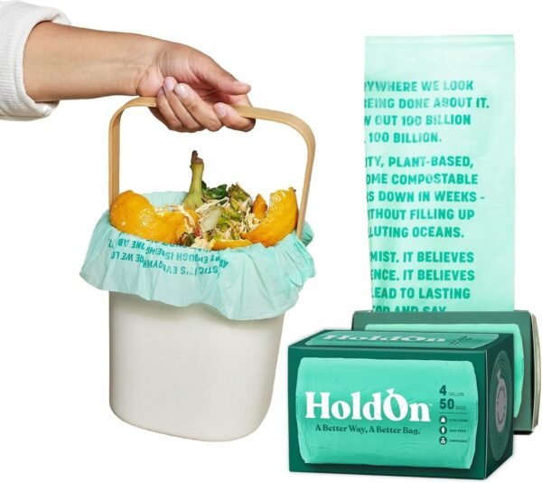 4-Gallon Trash Bags – Heavy-Duty and Compostable, Small Trash Bags, Kitchen Trash Bags for Kitchen Bin (2-pack, 100 bags)
