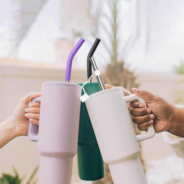 Metal Straws for 40 oz Stanley Cup, Reusable Stainless Steel Straws with Silicone Tips, 6 Pcs Extra Long Replacement Straws for 40 oz Tumbler and Clean Brush - Image 5