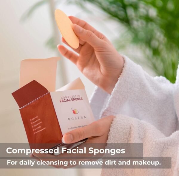 Facial Sponges - 50 Count Compressed Cellulose Face Cleansing and Exfoliating Sponges, Reusable Makeup Mask Remover, Round Face Cleaning Sponge Pads - Image 2