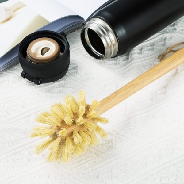 Nature Bamboo Bottle Brush with Sisal Bristle - Long Handle Hanging Design Cleaning Brush for Water Bottles Baby Bottles Sports Bottles Glasses Water Glasses Wine Glasses - Image 4