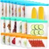 20 Pack Reusable Freezer Bags, BPA Free Silicone Food Bags, Leakproof Silicone Sandwich Bags, Extra-Thick Reusable Snack Bags for Marinate Meats Snack Fruits Veggies Make-up Toiletries