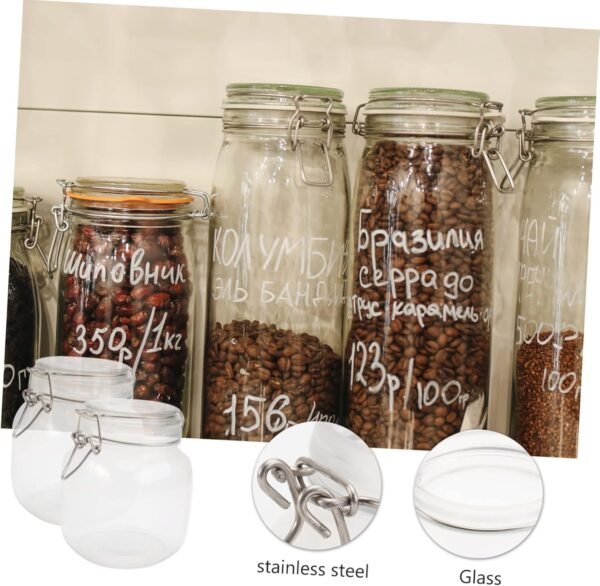 STOBAZA Glass Seal Jar Canister Balm Storage Containers with Lids Kit Bins Bar Tin Sealer Airtight Proofing Clear Mason Jar Lids with Spout Leak Mini Foil Bento Machine Sealed Sealing Cups - Image 3