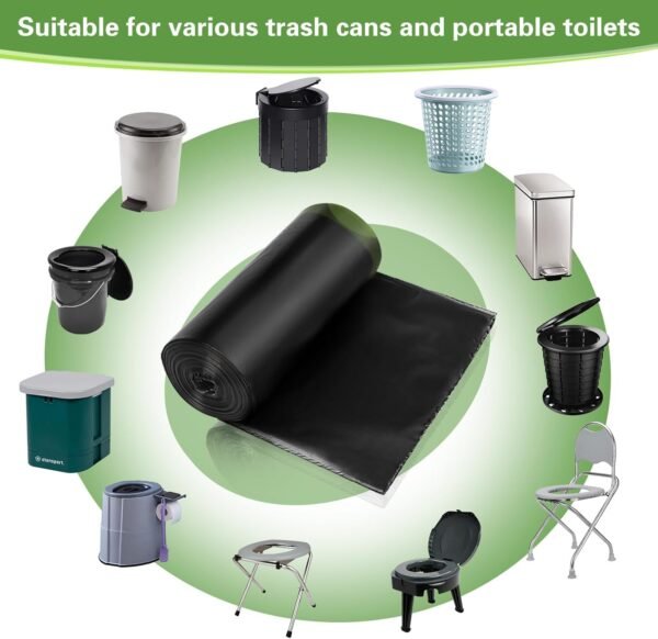 100 Portable Toilet Bags, Camping Toilet Bags, Biodegradable Toilet Bags with Drawstring & Lemon Scent, Compostable Bags for 5-8 Gallon Bucket Toilet Seat for Outdoor Camping Car Travel - Image 6