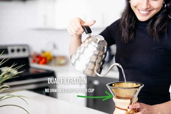 Barista Warrior Compatible with Hario V60 Pour Over Coffee Filters - Reusable Stainless Steel - Best Coffee Maker and Bar Accessories (Gold Titanium Coated) - Image 5