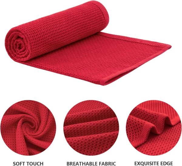 joybest Cotton Kitchen Towels, 4-Pack Waffle Weave Ultra Soft Absorbent Dish Towels Quick Drying Kitchen Dish Cloths, 18 in x 28 in, Red - Image 2