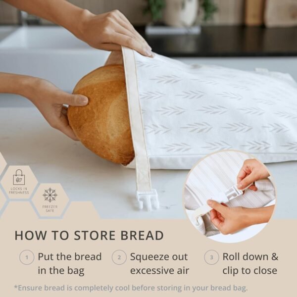 Reusable Bread Bags for Homemade Bread (2 Pack) - Cotton Beeswax Bags for Bread, Sourdough Bread Bags, XL Beeswax Bread Bag, Beeswax Bread Bags for Homemade Bread Sourdough Storage Bag, Sourdough Bag - Image 7