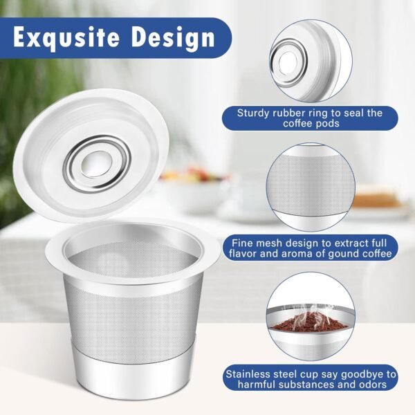 2 Pack Stainless Steel K Cup Reusable Coffee Pods Compatible with kuerig 1.0 Coffee Maker, K Cup Filters Refillable Coffee Pods Coffee Filters - Image 4
