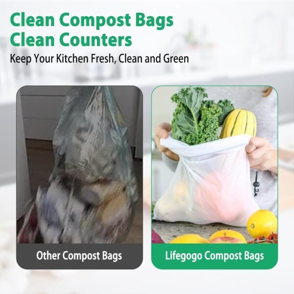 Compostable Trash Bags 3 Gallon: Biodegradable Small Compost Bags, 11 Liters Kitchen Food Scrap Compost Bin Bags,1.5 Mil, Extra Thick Kitchen Compost Bags for Countertop Bin (100 Count,1.5 Mil) - Image 6