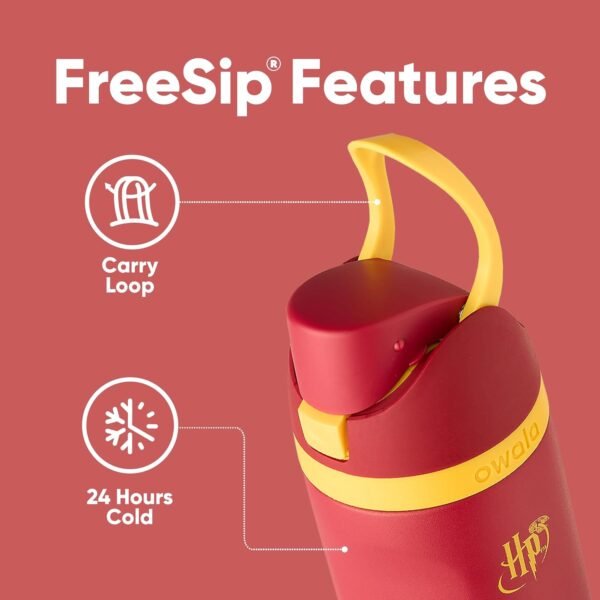 Owala Harry Potter FreeSip Insulated Stainless Steel Water Bottle with Straw, BPA-Free Sports Water Bottle, Great for Travel, 24 oz, Gryffindor - Image 3