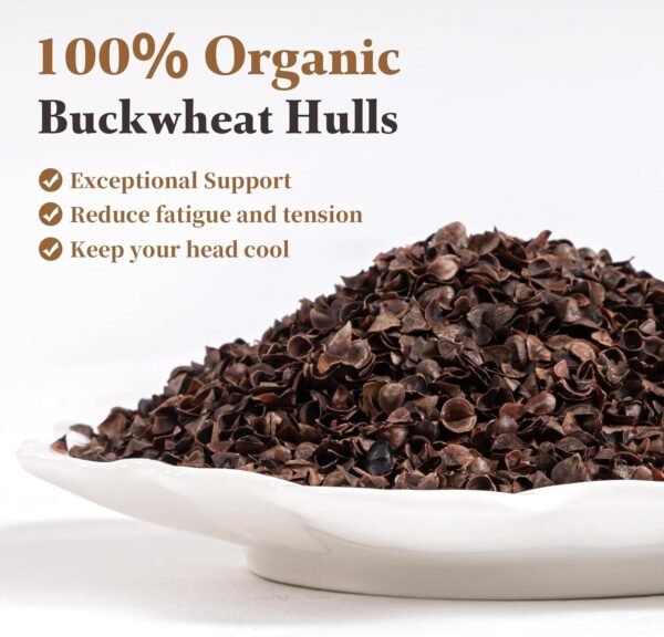 Buckwheat Pillow-Adjustable Buckwheat Pillows for Sleeping with Organic Cotton Cover for Adult Neck Pain Relief - Best Neck&Cervical Pillow for Side Back Stomach Sleeper Standard Size 14"x20" - Image 4
