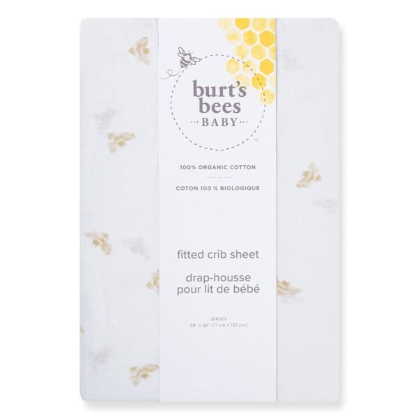 Burts Bees Baby Solid Fitted Crib Sheet Organic Cotton BEESNUG - Fits Unisex Standard Bed and Toddler Mattress, Infant Essentials, 28 x 52 x 5.5 Inch - Image 2
