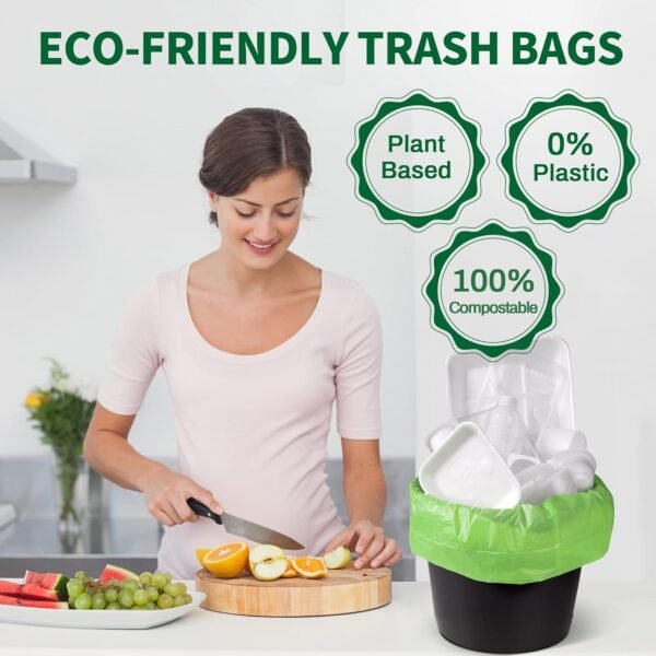 5 Gallon Trash Bags Compostable 100% Compost Small Garbage Bag Extra Thick 0.78 Mil for Kitchen Bathroom BPI Certified 45 Counts, Green - Image 7