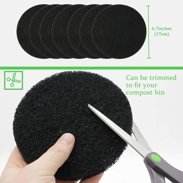 7 Pack Compost Bin Charcoal Filters Round Indoor Kitchen Compost Bucket Activated Charcoal Filters Replacements Sheets (6.7 Inch) - Image 2