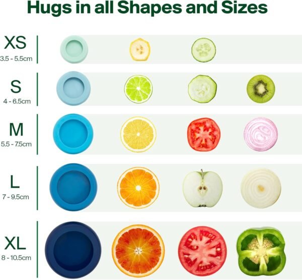 Food Huggers 5pc Reusable Silicone Food Savers | BPA Free & Dishwasher Safe | Fruit & Vegetable Produce Storage for Onion, Tomato, Lemon, Banana, Cans & More | Round, Autumn Harvest - Image 9