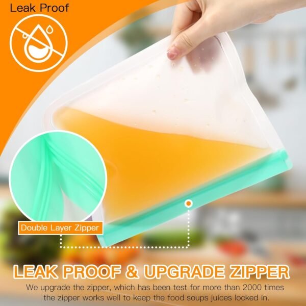 12/24Pcs Reusable Food Storage Bags, Dishwasher Safe, BPA Free Freezer bags, for Sandwich Snack Lunch, Meats, Cereal, Vegetables, Gallon (12 Pcs) - Image 3