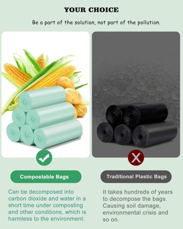 4-6 Gallon Small Trash Bags Compostable Trash Bags,AYOTEE 60 Count Ultra Strong Unscented Garbage Bags Mini Trash Bags Waste Basket Liners for Bathroom, Kitchen,Bedroom, Office, Pet, Car(Green) - Image 2