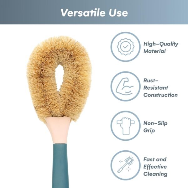 Easy Gleam | Scrub Cleaning Brushes - Hard Scrubber for Cast Iron Cookware - Durable Material with Natural Hard Sisal Bristles - Versatile for Household Cleaning - 11.6'' x 2.9'' (Navy Blue) - Image 6