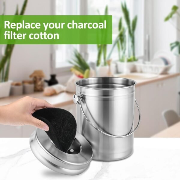 6 Pack Charcoal Filters for Kitchen Compost Bin 6.3 Inch Compost Filters for Countertop Bin Compost Bin Filters Activated Charcoal Replacement Filters for Kitchen Home Bucket Refill Round - Image 7