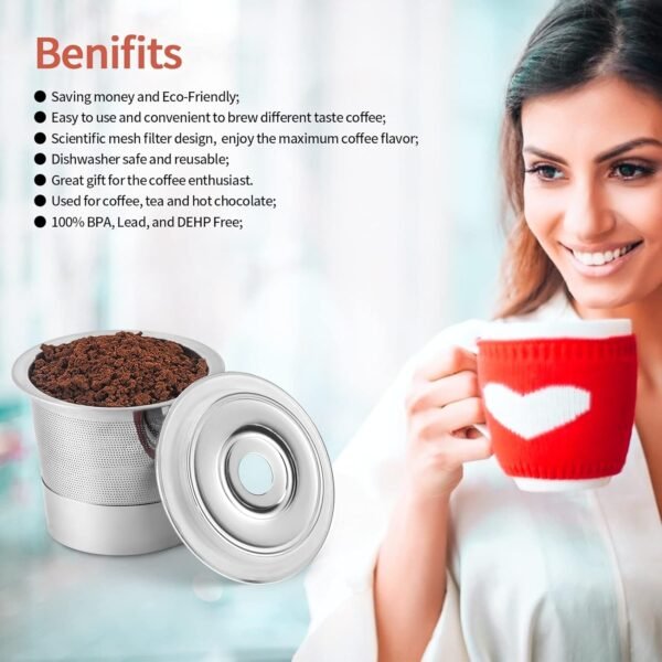 Reusable K Cups Coffee Pod Filters for Keurig 2.0 & 1.0 Single Cup Coffee Makers, Universal Refillable KCups, K-cups Reusable Filter (1) - Image 6