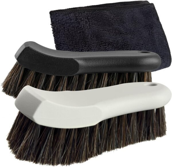 2 pcs Horse Hair Brush for Leather, car wash Brush Furniture, Sneakers, Boots, and More (Works on Natural, Synthetic, Pleather, Faux Leather and More)