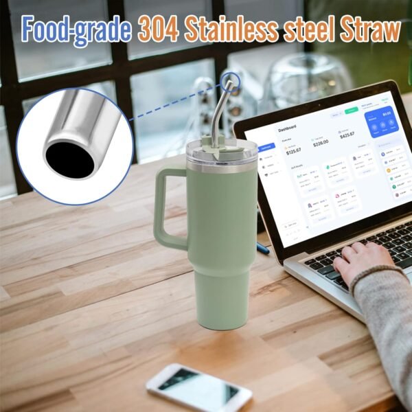MLKSI Stainless Steel Straw Replacement for Stanley Cup Accessories, 6 Pack Reusable Straws with Silicone Tips and Cleaning Brush for Stanley Quencher 40oz & Simple Modern Tumbler with Handle - Image 7