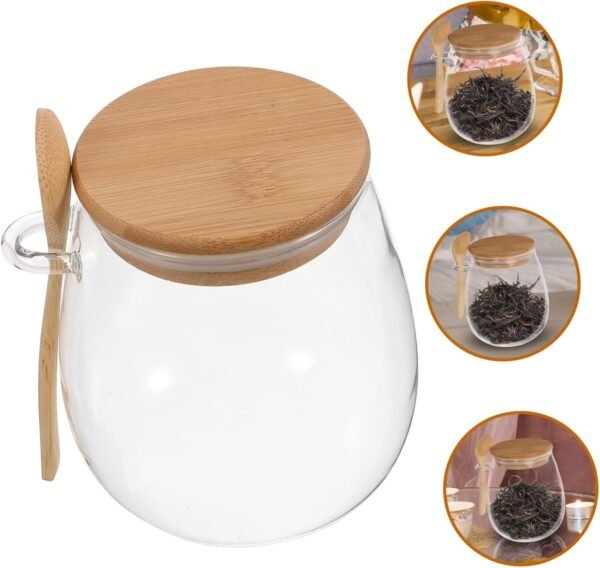 Glass Jar Convenient Canister Home Accessory Tea Leaves Jar Tea Storage Jar Loose Tea Canister Nuts Canister Dry Goods Canister Dustproof Tea Jar Tea Storage Can Tea Container Wood - Image 6