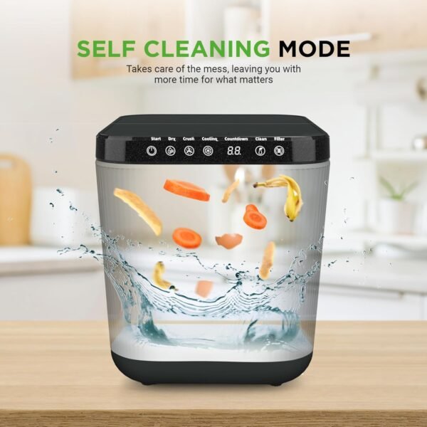 Nutrichef 3L Electric Kitchen Composter - Compost’s Organic Material & Food Scraps | Countertop Automatic Compost Bin | Dry, Crush, & Cooling Functions | Perfect for Kitchens & Apartments | Grey - Image 3