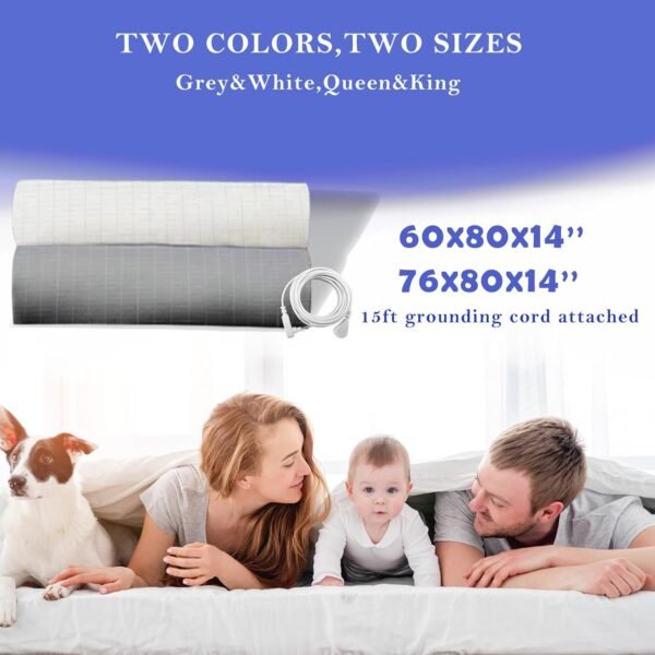 Grounding Fitted Sheet Silver Fiber Grounding Sheets Twin Grounded Bed Sheet Organic Cotton Earth Sheet with Cord (39"*75"*14",Grey) - Image 7