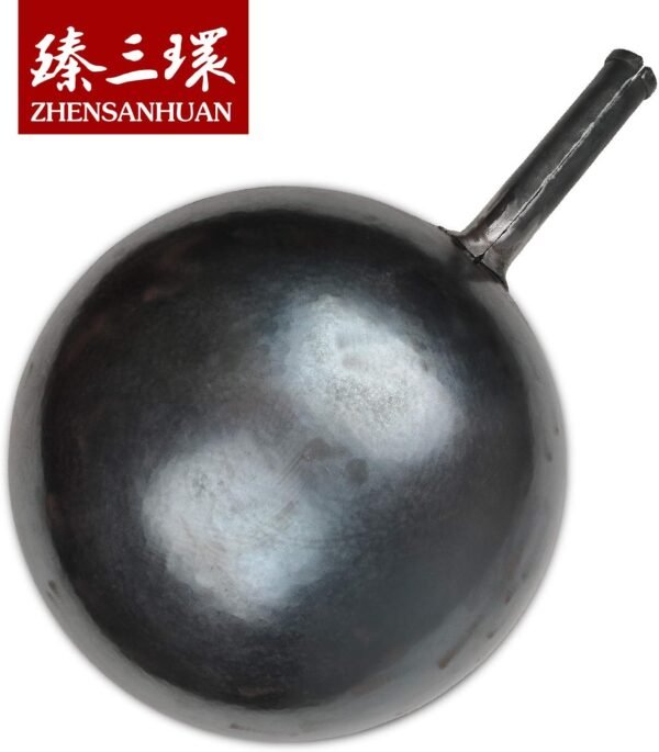 臻三环 Chinese Hand Hammered Iron Woks and Stir Fry Pans, Non-stick, No Coating, Less Oil, 章丘铁锅，Carbon Steel Pow (seasoned 30CM) - Image 4