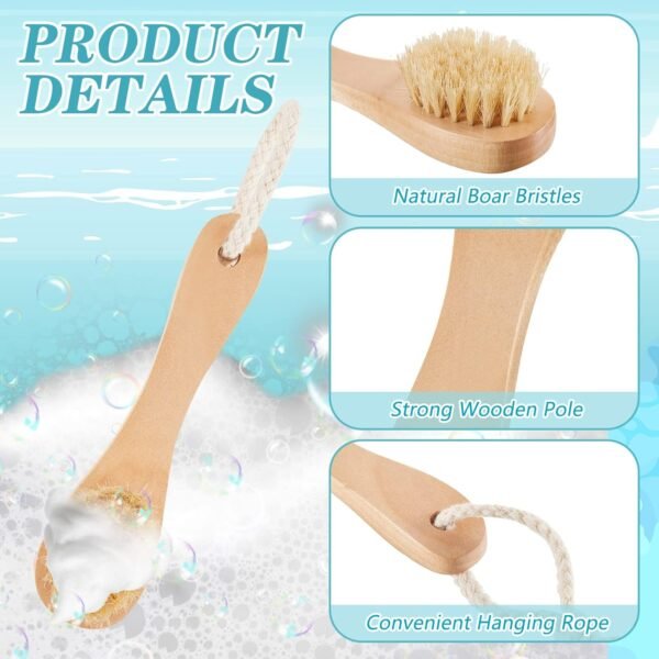 6 Pcs Natural Bristles Wooden Face Cleaning Brush Face Exfoliator Brush Dry Brush for Face Care Face Scrubber Exfoliator Wood Handle Facial Cleanser Face Exfoliator Tool to Unclog Pore - Image 3
