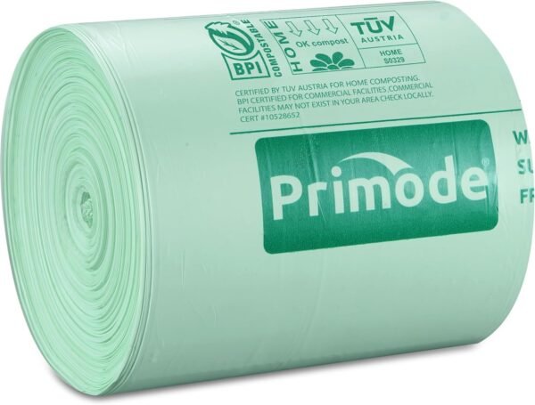 Primode Compostable Bags, 8 Gallon (30L) Food Scraps Yard Waste Bags, 100 Count, Extra Thick 0.85 Mil. ASTM D6400 Compost Bags Small Kitchen Trash Bags, Certified by BPI & TÜV AUSTRIA - Image 3