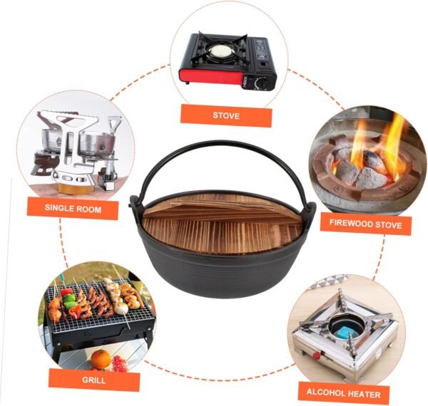 Stew Soup Pot Outdoor Cookware Camping Cooker Pot Cast Iron Japanese Nabe Smooth Surface Easy Care - Image 9