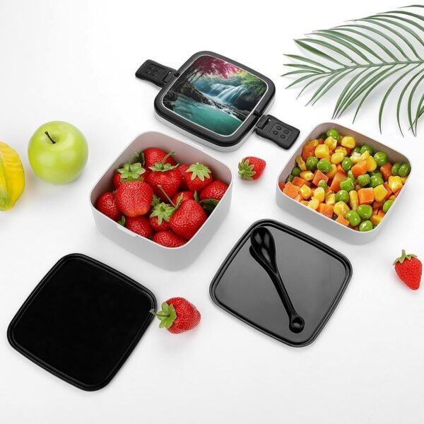 Bento Box with Compartments Waterfall Natural Landscape Print Stackable Bento Lunch Box Food Container for to Work, Sports, Camping And Travel, style - Image 3