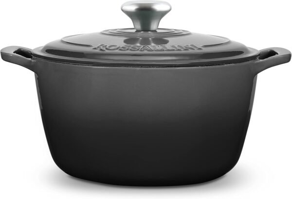 Signature Enameled Cast Iron Dutch Oven, Non-Stick Serving Pot with Tight Fitting Lid for Perfect Roasting, Baking, Sauteing, and Bread Making | 5.5Q (5.2L) - Oyster Grey - Image 2