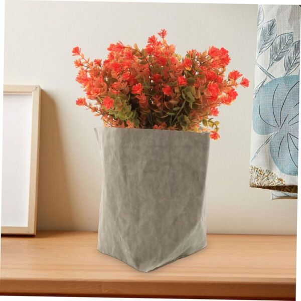 Kraft Paper Flowerpot Potato Lids Reusable Fruits Bag Food Washable Kraft Paper Storage Bag Cellophane Pantry Vegetable Pouch Instant Grow Bag Kitchen Planter Plants Pots Nut Grey - Image 4