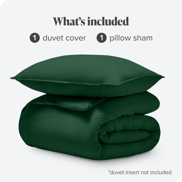 Bare Home 100% Organic Cotton Jersey Duvet Cover Set - Twin/Twin XL Size - Ultra Soft - 100% Cotton - 2pcs - Corner Ties - Button Closure - BedDuvet Cover & Pillow Shams (Twin/Twin XL, Forest Green) - Image 7