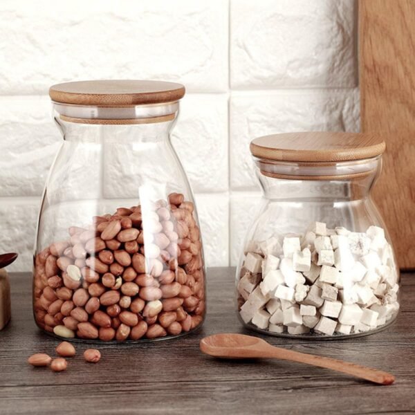 Sealed Canisters Jars Airtight Candy Sugar Bowls with Lid Bin Dinnerware Cookie Jar Food Containers with Lids Clear Snack Electric Food Storage Containers Flour Container Wooden - Image 9
