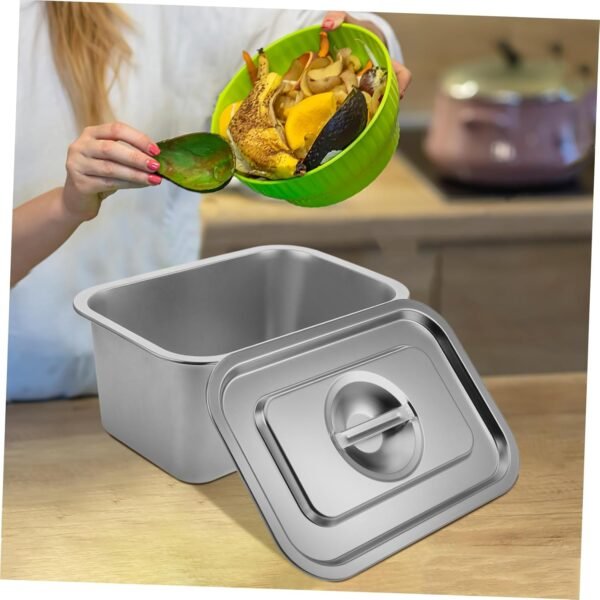 Compost Bin for Kitchen Countertop Stainless Steel Food Waste Bucket Small Trash Can with Lid Food Waste Bin for Kitchen Compost - Image 4