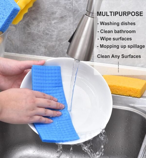 METUUTER 10 Packs Swedish Dishcloths for Kitchen, Reusable Kitchen Dishcloths Compostable Cellulose Dish Clothes for Kitchen and Household Use - Image 3