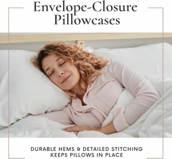 Bamboo Bay 6 Piece King Size Sheets Set - 100% Viscose Made from Bamboo Sheets King Size - Soft Cooling Sheets for Hot Sleepers - Breathable King Sheets Deep Pocket Fits Up to 16" Mattress - White - Image 4