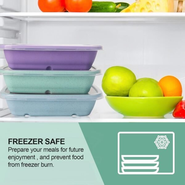 shopwithgreen Meal Prep Containers 1-Compartment, 10PCS Wheat Straw Microwave Bento Lunch Box with Lids, Reusable & Stackable Food Storage Containers, Dishwasher Freezer Safe BPA Free (32 OZ) - Image 6