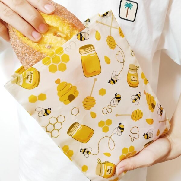 6 Pack Sealable Reusable Beeswax Food Bags, Sustainable Food Storage Containers, Easy to Clean, Easy to Use, Alternative to Plastic - Image 5