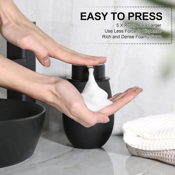 Foaming Soap Dispenser, 2 Pack Black Foam Hand Soap Dispenser Bathroom, 16 Oz Glass Dish Foaming Pump Bottle for Kitchen, Refillable Modern Foamy Dispensers Bottles Containers - Image 3