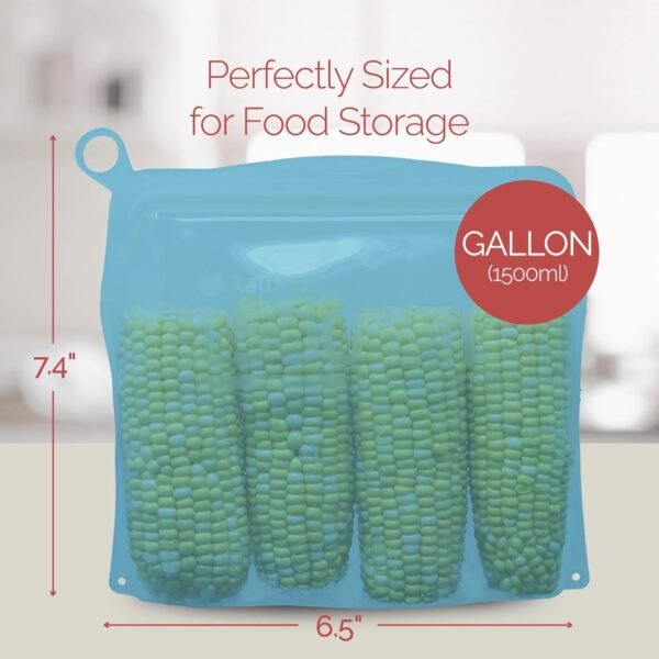 Reli. Reusable Silicone Bags (3 Pack, Multi-Size) | 1 Snack, 1 Sandwich, 1 Gallon - Aqua | Silicone Bags for Food Storage | Reusable Food Storage Bags for Food, Meal Prep | Dishwasher/Freezer Safe - Image 6