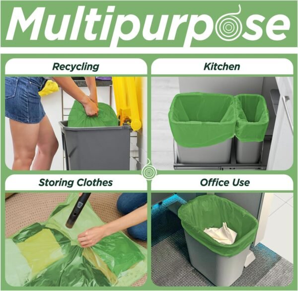 ToughBag 13 Gallon Trash Bags (100 Count) - Kitchen Trash Bags, Green Recycle Bags 13 Gallon - Image 7