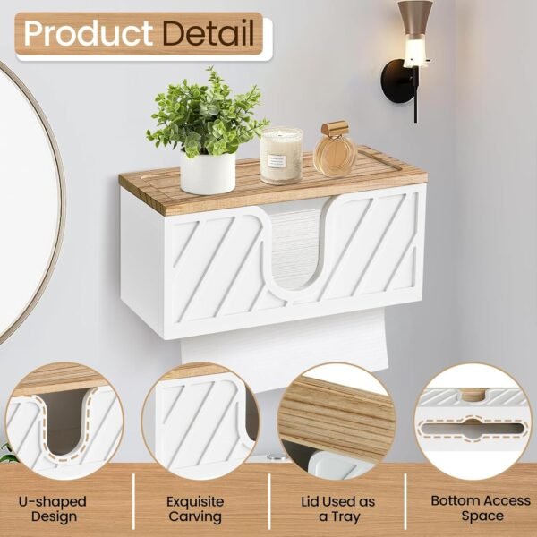 Paper Towel Dispenser Wall Mounted with Lid, Commercial Paper Towel Holder Countertop, C-Fold, Z-Fold, Trifold Paper Towel Dispenser Hand Towel Holder for Bathroom and Kitchen - Image 5