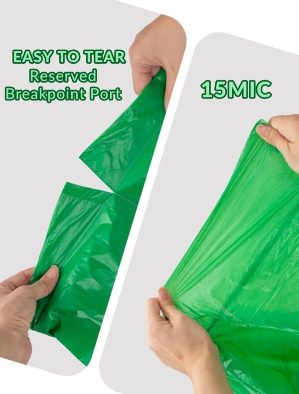 400 Count 100% Biodegradable & Compostable Trash Bags - 13-16 Gallon, 15 Microns, 24x24 Inches, Green Eco-Friendly - Image 5